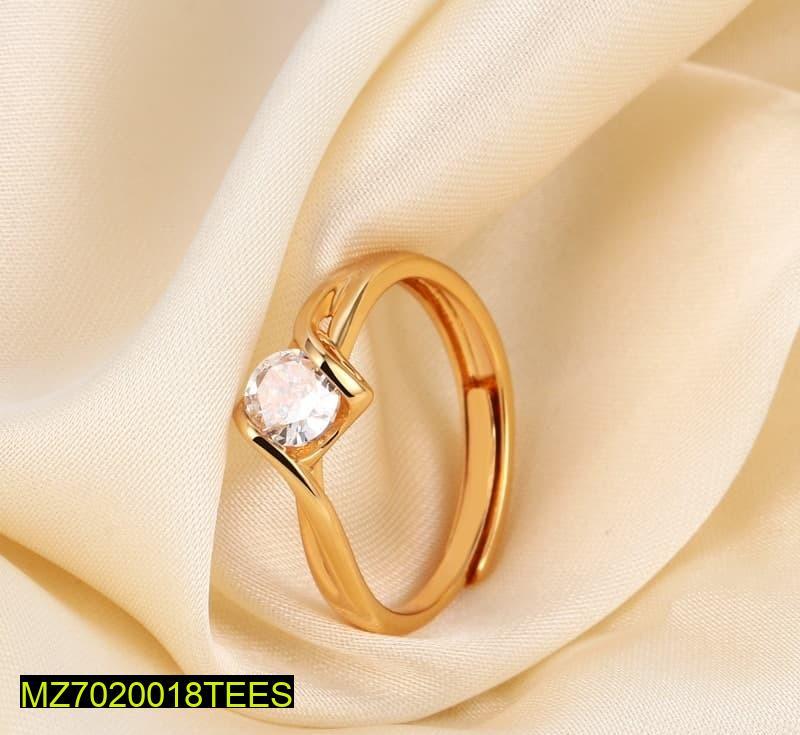 Gold Tone Adjustable Crystal Ring for Pakistani Brides