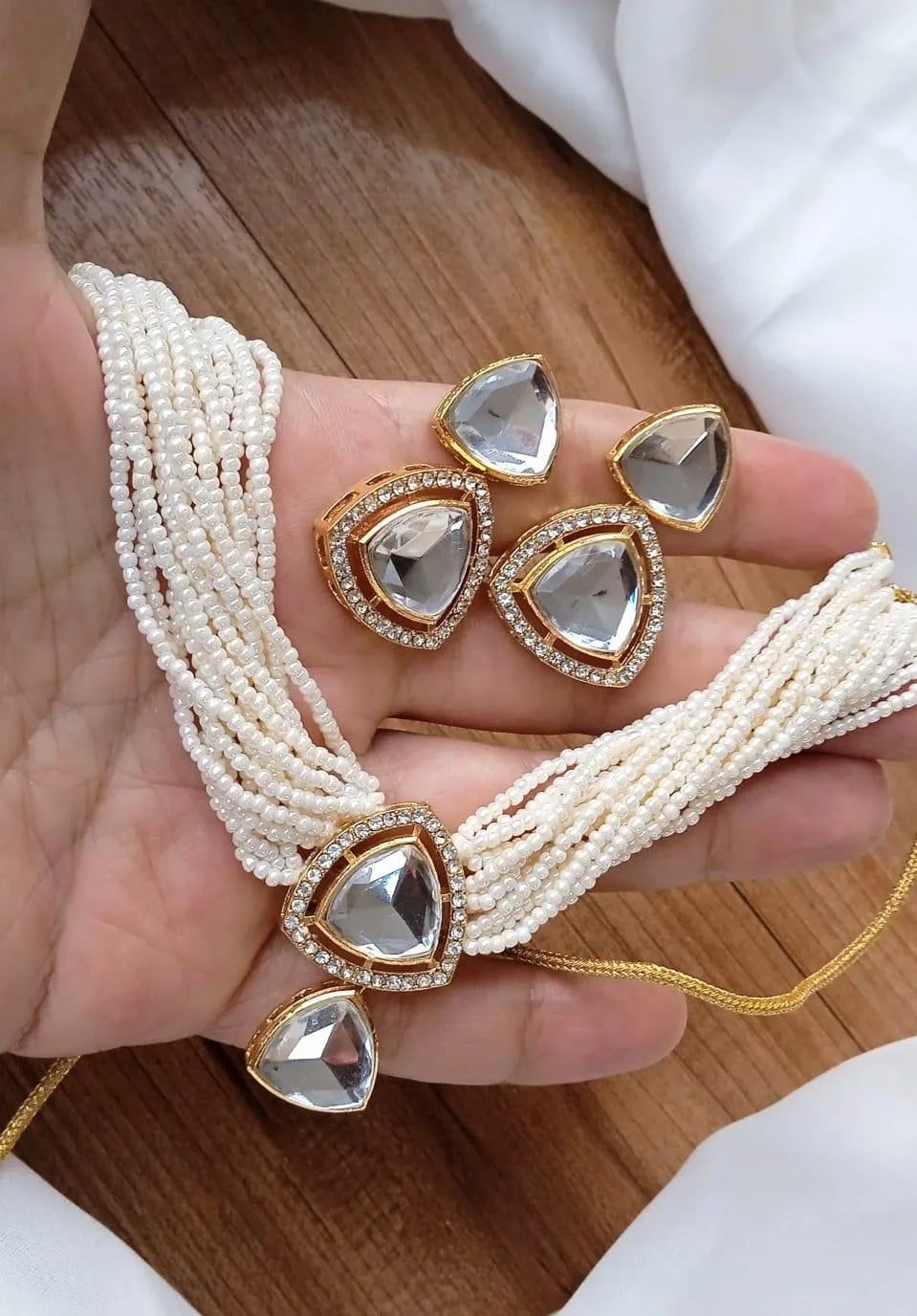Gold Plated Kundan Pearl Choker Set for Women