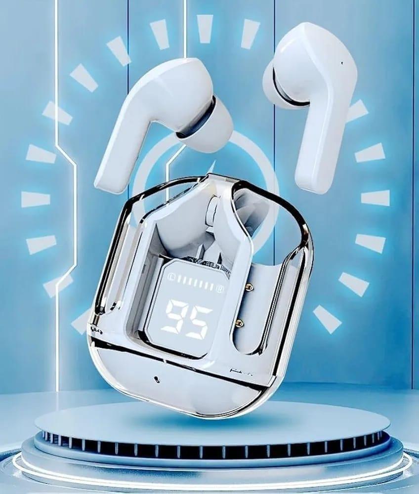 Wireless Noise-Cancelling Earbuds Black Transparent Bluetooth 5.3