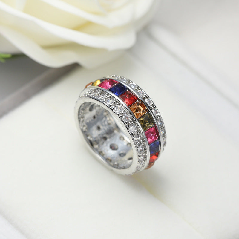 Colorful Zircon Ring Korean Style Affordable Jewelry