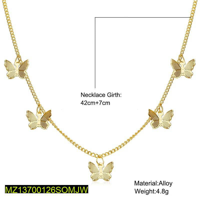 Golden Butterfly Chain Necklace Adjustable Gold Plated