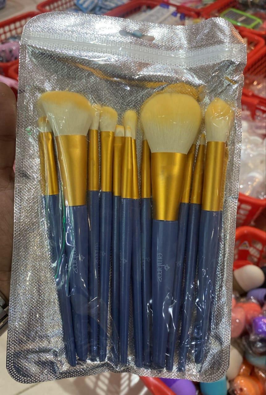 Navy Gold 12-Piece Blending Makeup Brush Set
