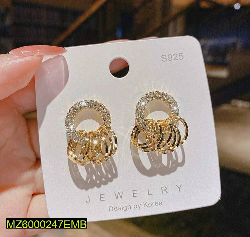 Golden Loops Earrings for Women with Sparkling Stones