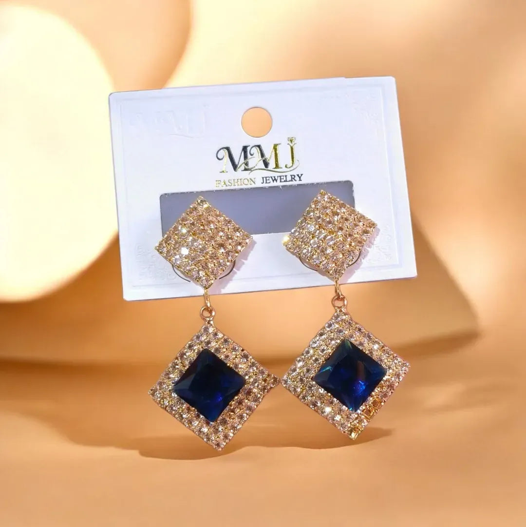 Gold Plated Crystal Earrings for Women 2 Pcs