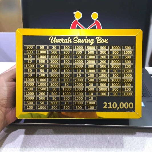 *Product Name*: Umrah Savings Box Golden Black Wood 210k