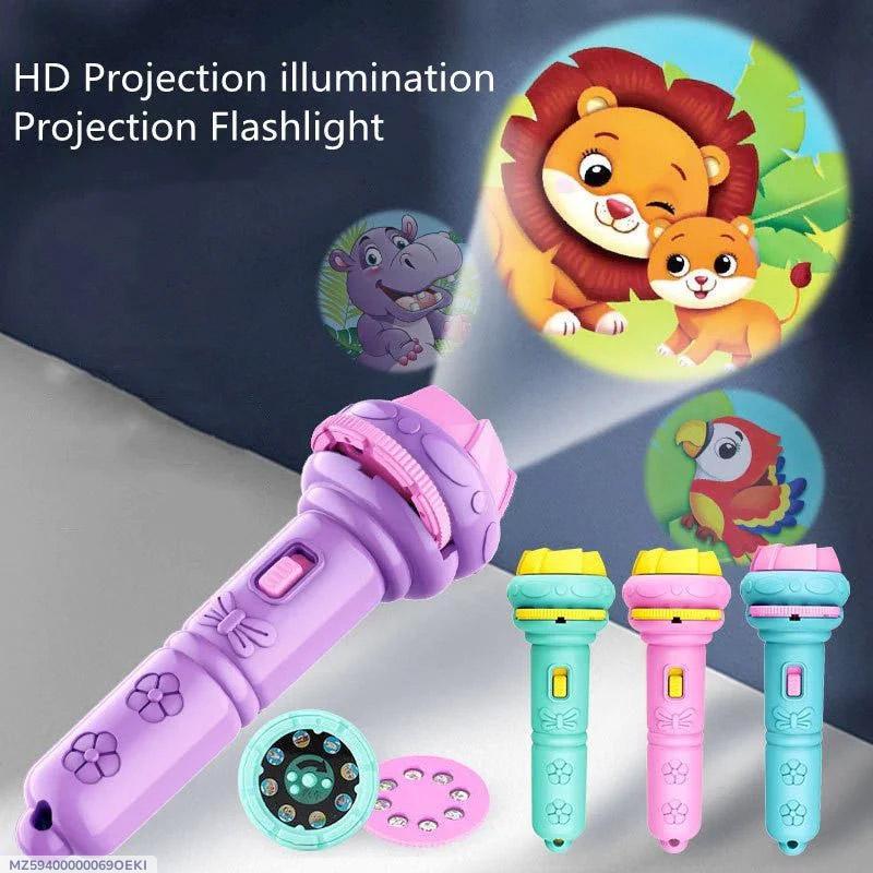 HD Projection Flashlight for Kids 90° Rotating Animal Patterns
