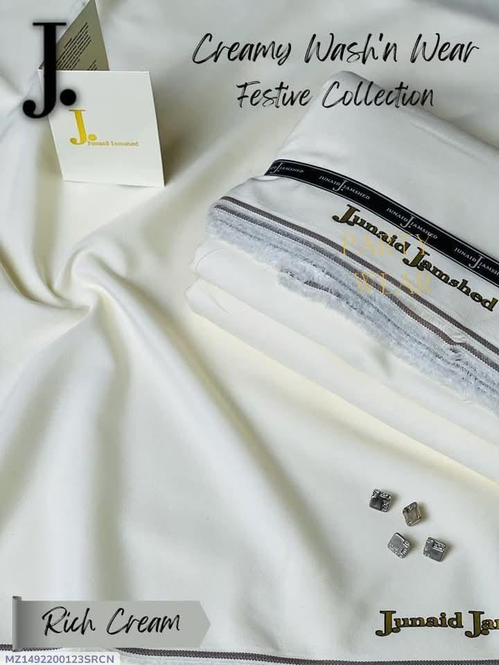 Junaid Jamshed Wash & Wear Suit Cream Plain