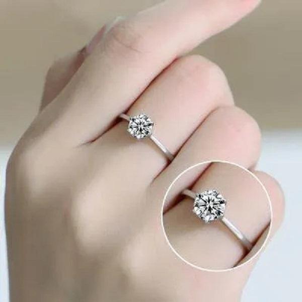 Adjustable Zircon Ring for Women Platinum Stainless Steel