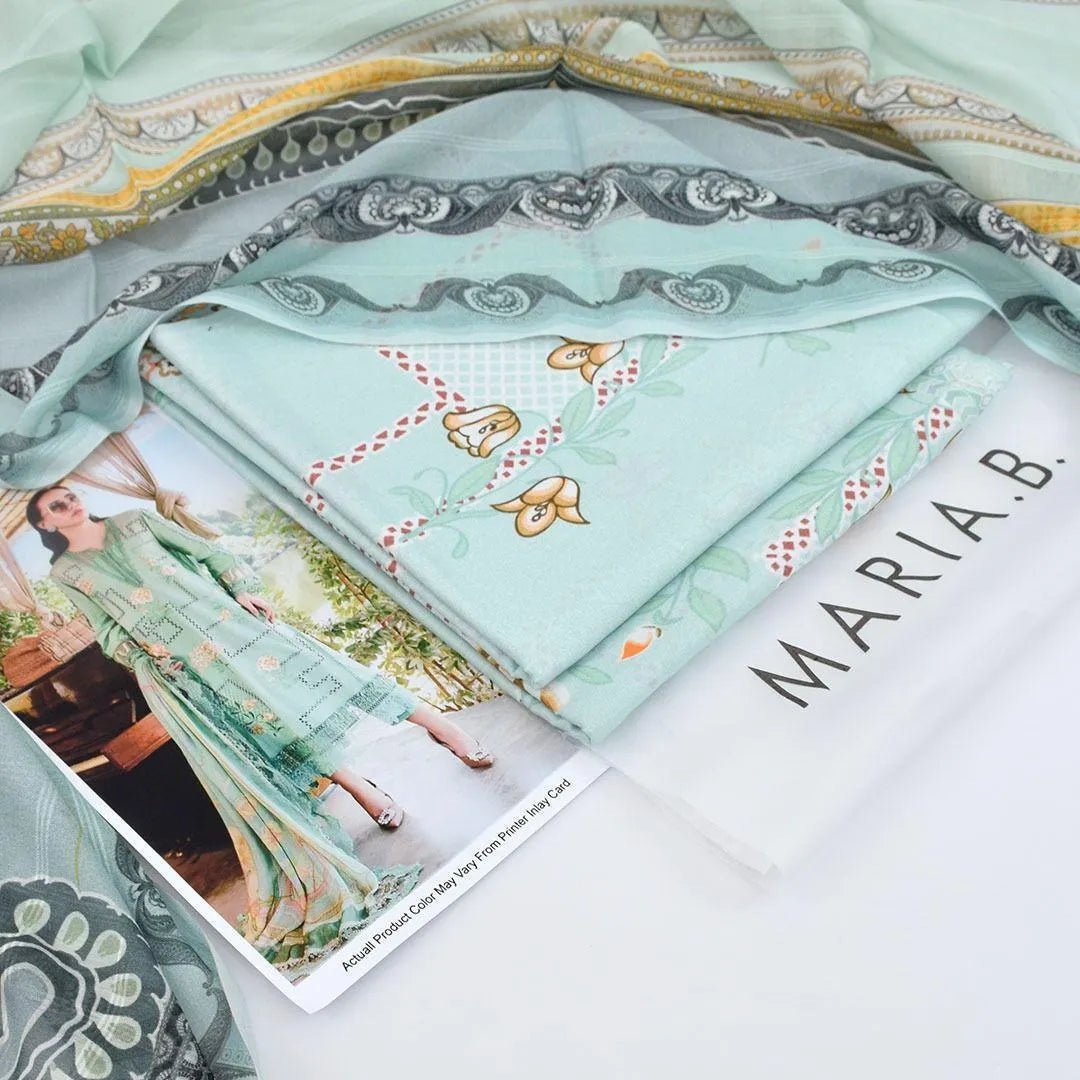 Digital Printed Lawn 3Pc Set Mint Green Unstitched