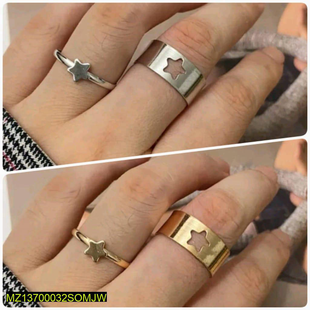 Star Rings Set Golden Silver Adjustable Pakistani Women
