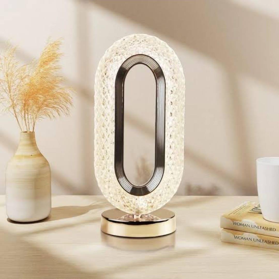 Rechargeable Crystal Oval Table Lamp Multicolor Touch Control