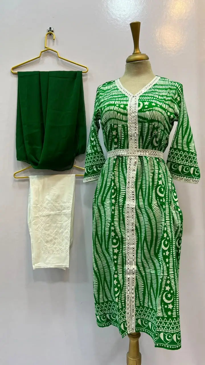 3Pcs Women's Stitched Lawn Digital Print Suit Maxi with Embroided Trousers