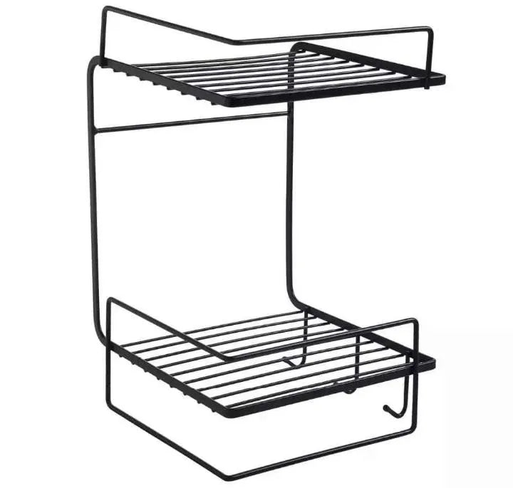Black Wall-Mounted 3-Tier Bathroom Organizer Shelf
