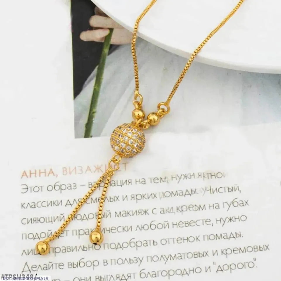 Gold Plated Zircon Ball Necklace for Women