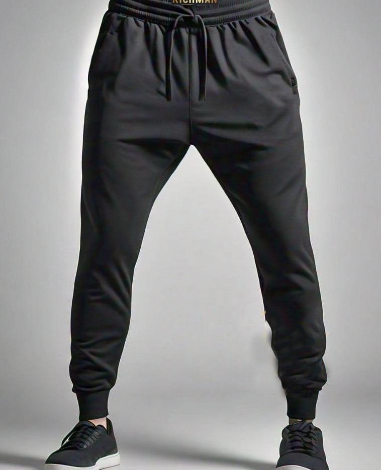 Men Fleece Track Suit Black Printed Winter Warm 2Pcs