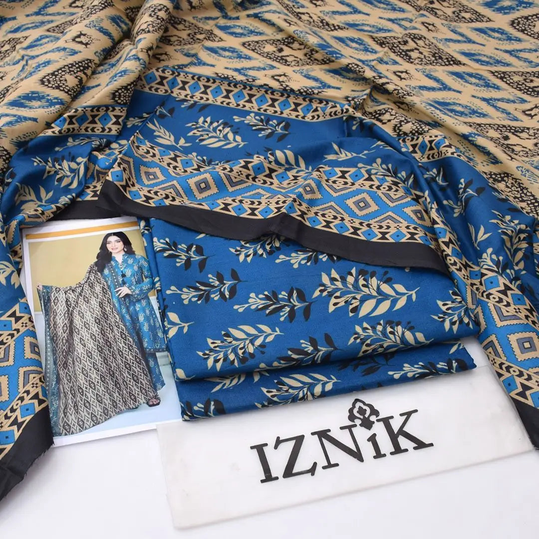 3 Pcs Women's Unstitched Digital Print Suit
