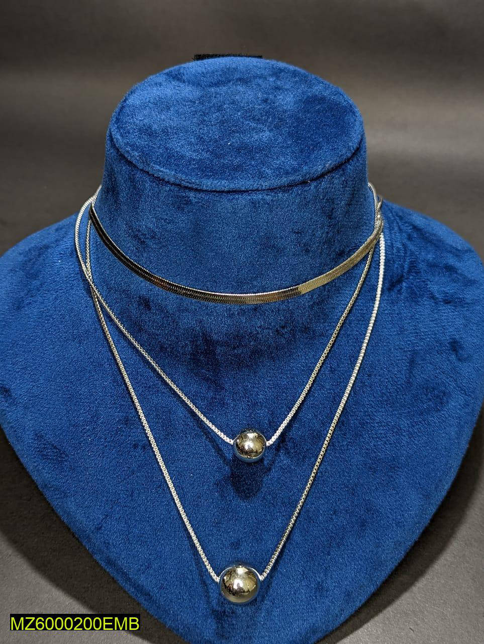 Three Layered Silver Plated Necklace for Women 29g