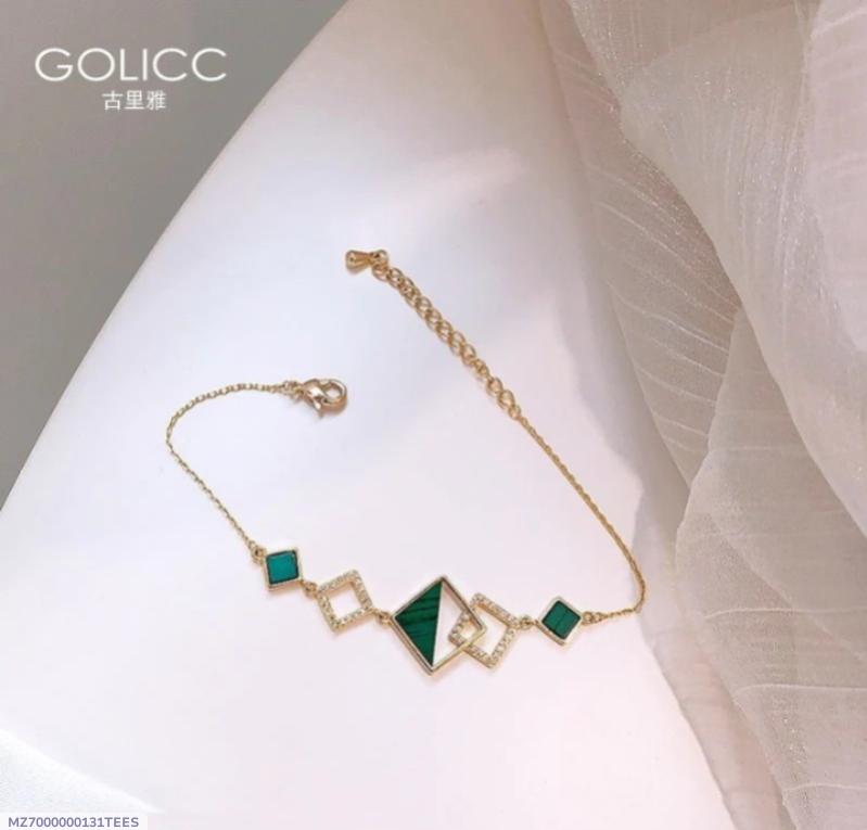 Gold Plated Green Stone Bracelet for Women