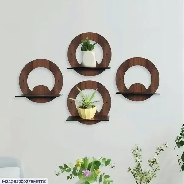 Modern Wooden Wall Shelves Set of 4 Brown 8x8