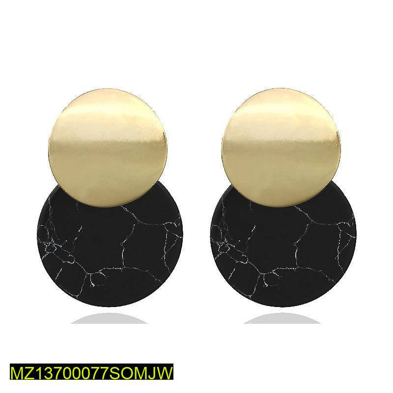 Black & Gold Marble Earrings for Women