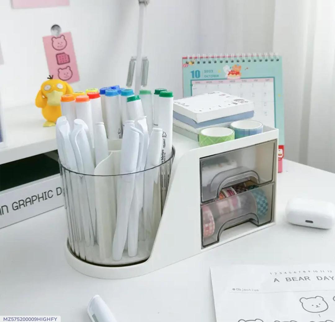 Rotating Makeup Organizer with Transparent Drawers