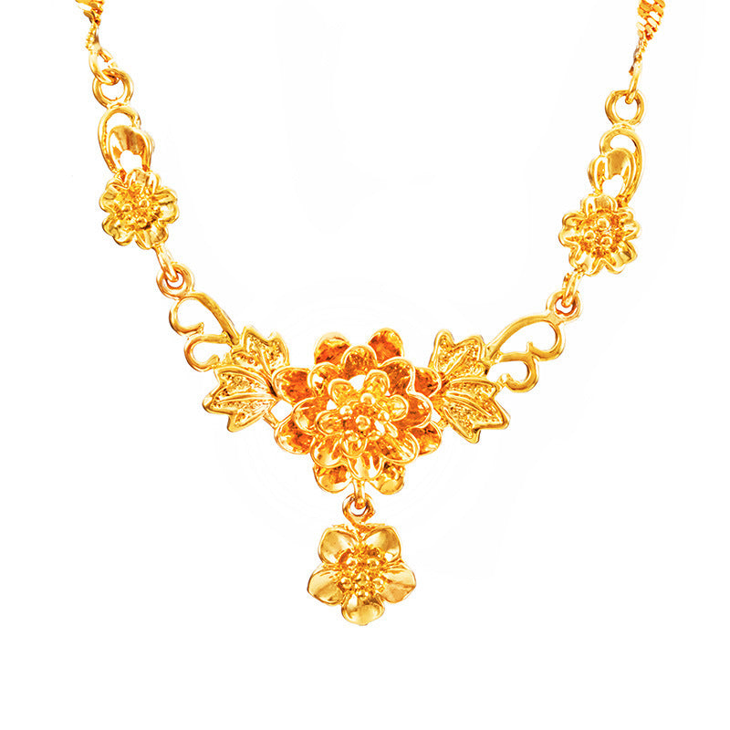Gold Flower Necklace for Women Wedding Collarbone Chain