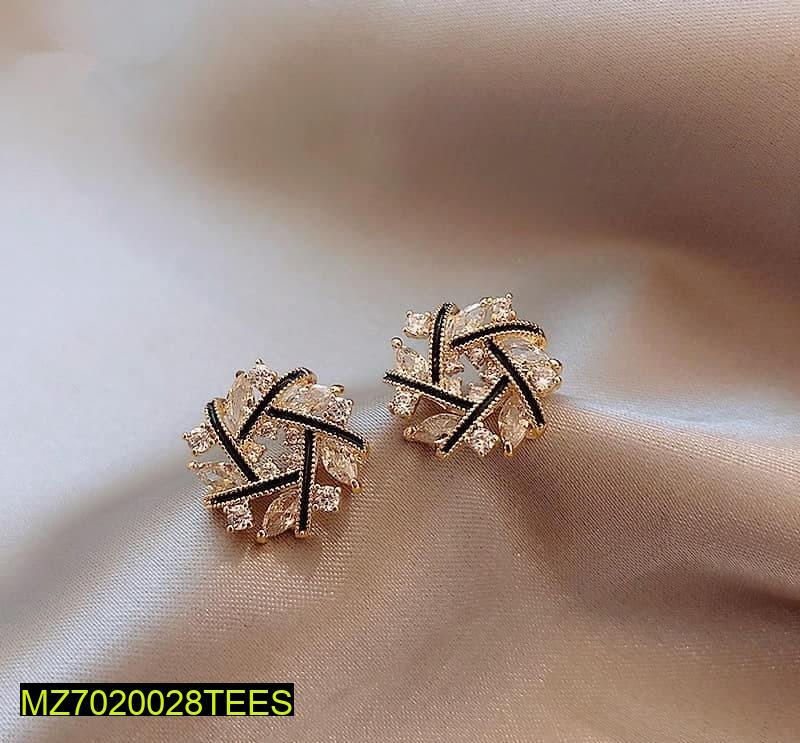 Star Shaped Gold Plated Zircon Studs for Women