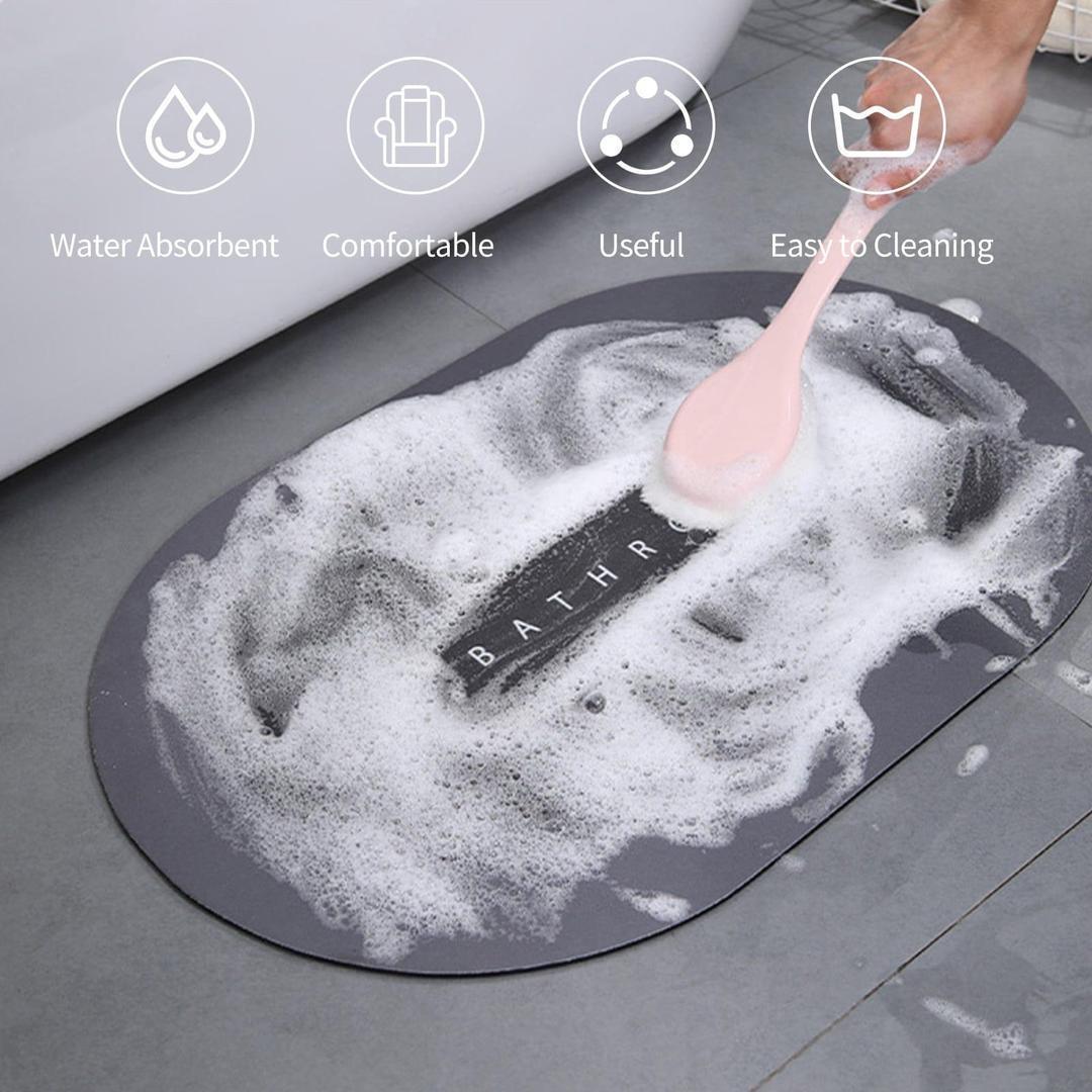 Silicone Bathroom Door Mat Non-Slip Black