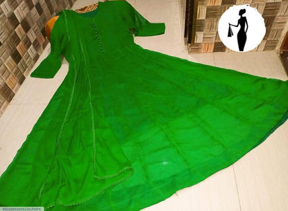 3 Pcs Women's Stitched Plain Maxi Suit