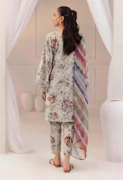 Beige Digital Print Lawn 3Pcs Set