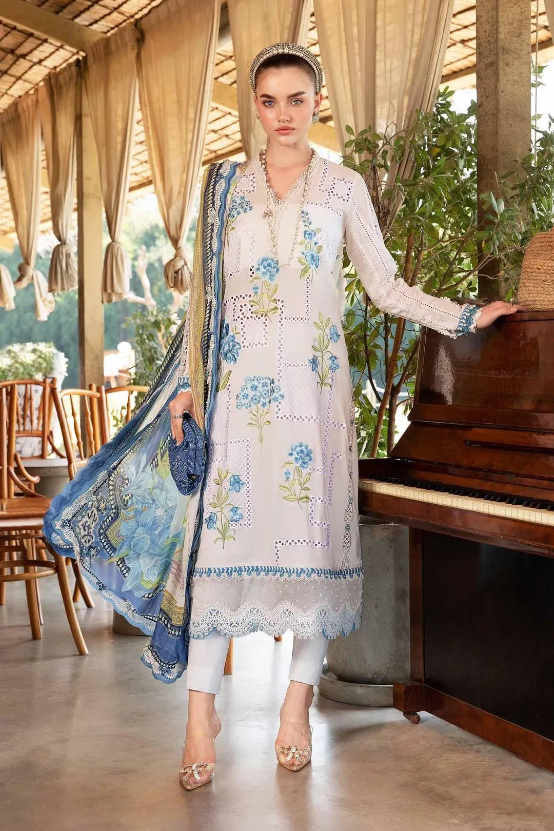Digital Printed Lawn 3Pc Set Pink Blue Floral