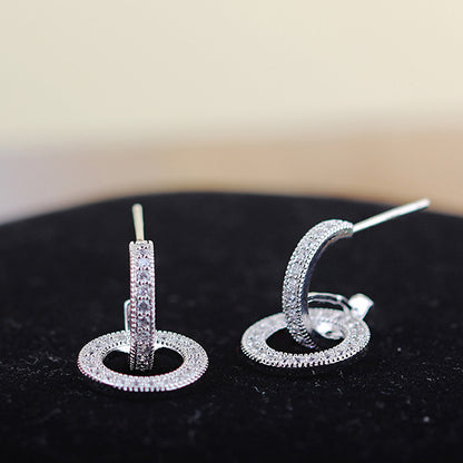 Elegant Circle Zircon Earrings S925 Silver