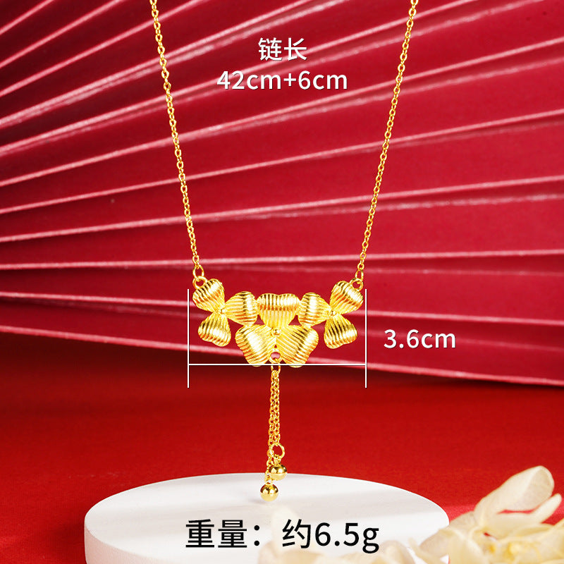 Gold Flower Necklace for Women Wedding Retro Style
