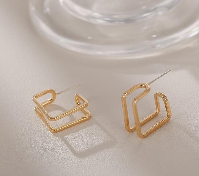 Square Stud Earrings Stainless Steel Earrings for Women