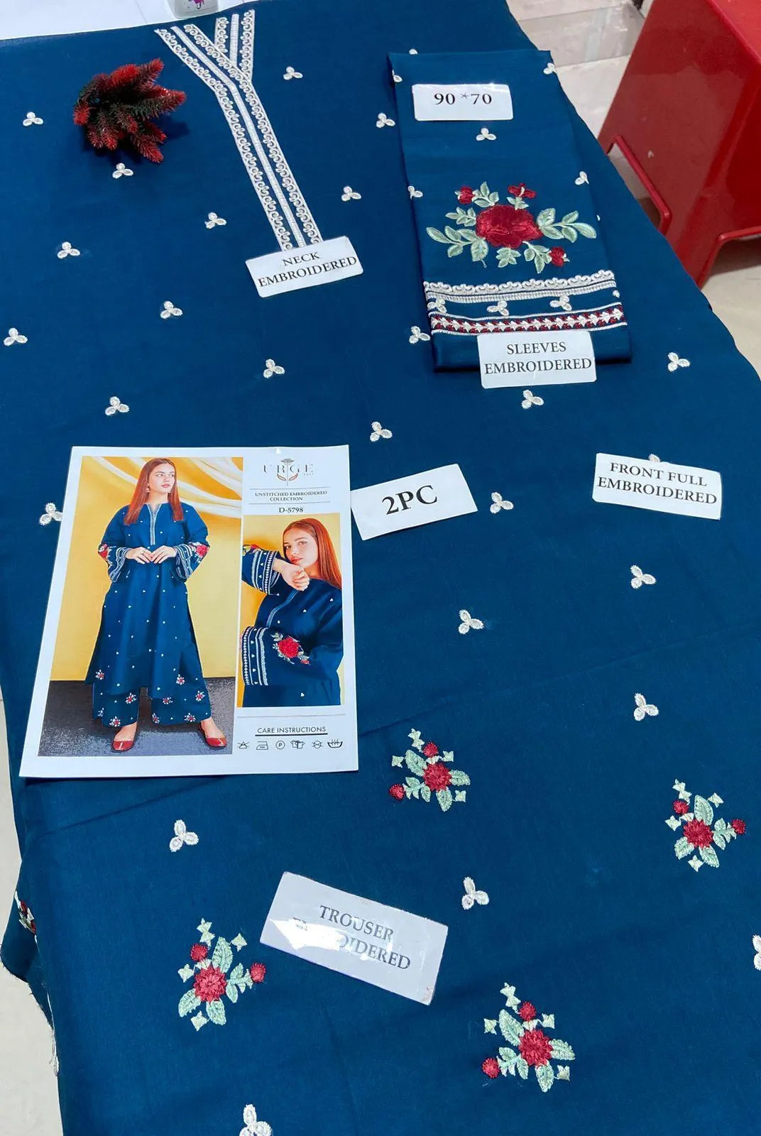 Blue Embroidered Lawn 2Pcs Set for Women