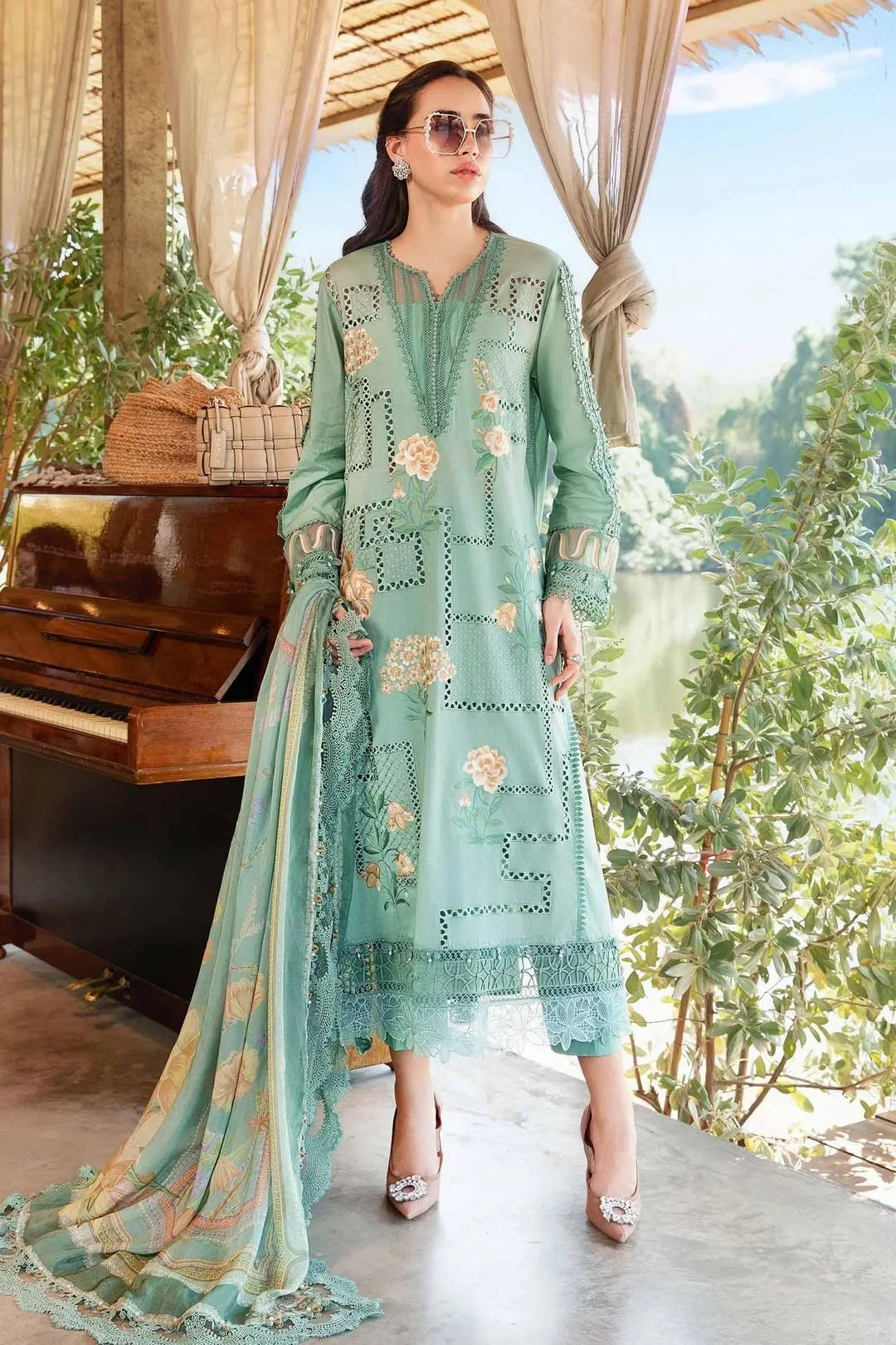 Digital Printed Lawn 3Pc Set Mint Green Unstitched