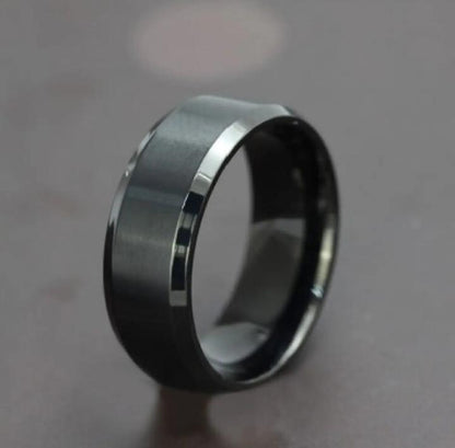 Black Titanium Vertical Bar Ring & Pendant Set