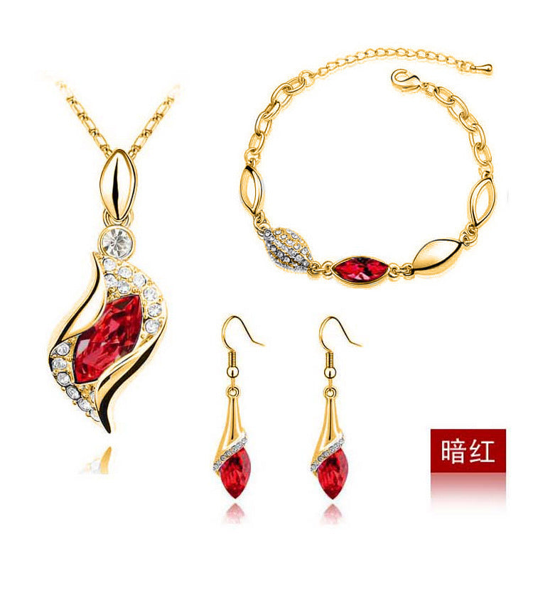 Blue Crystal Jewelry Set for Women Silver Tones