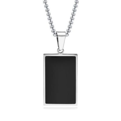 Stainless Steel Black Square Pendant Necklace for Men