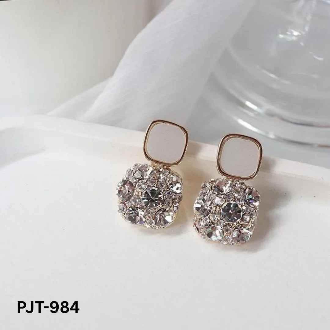 Korean Marble Stylish Zircon Earrings PJT-984