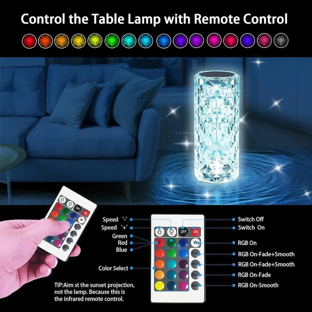 Rechargeable Diamond Table Lamp Gold Multi Color