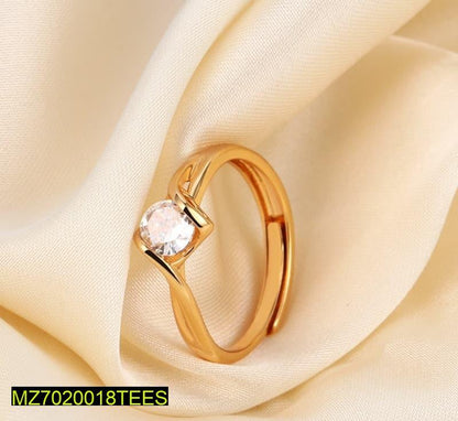Gold Tone Adjustable Crystal Ring for Pakistani Brides
