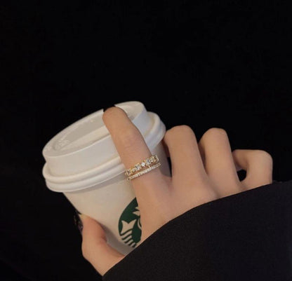 Gold Plated Adjustable Stone Ring for Women Daily Wear Fashion