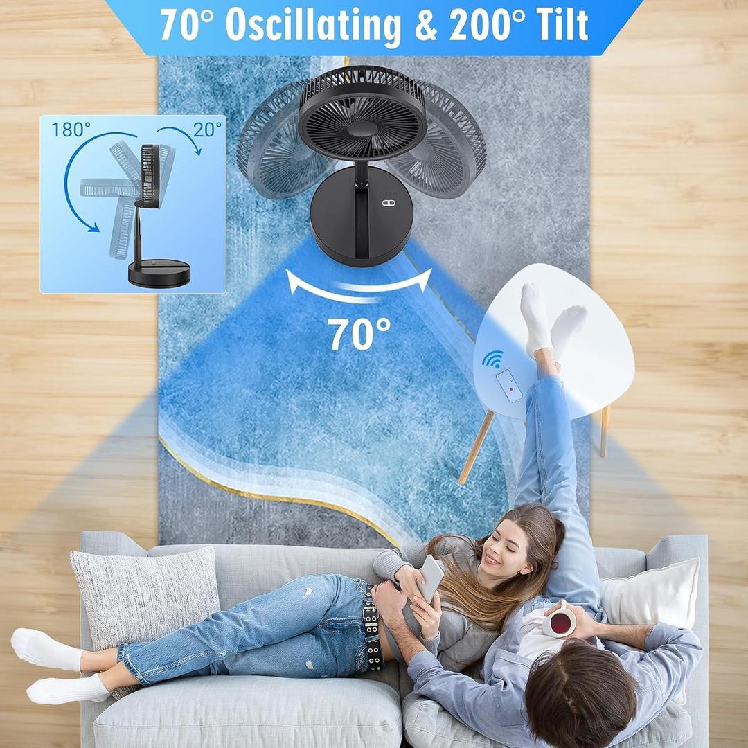 Rechargeable Desk Fan Green 20W Portable
