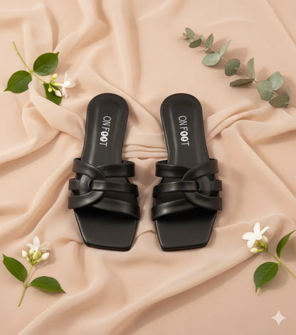 Women's Black Rexine Casual Flats Size 36-41