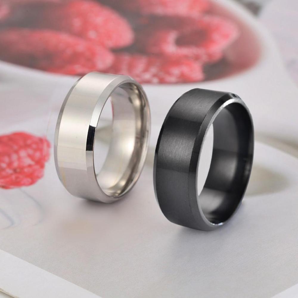 Titanium Wedding Rings Black Silver 2 Pack
