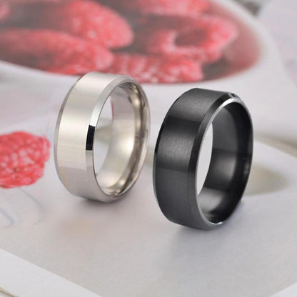Titanium Wedding Rings Black Silver 2 Pack