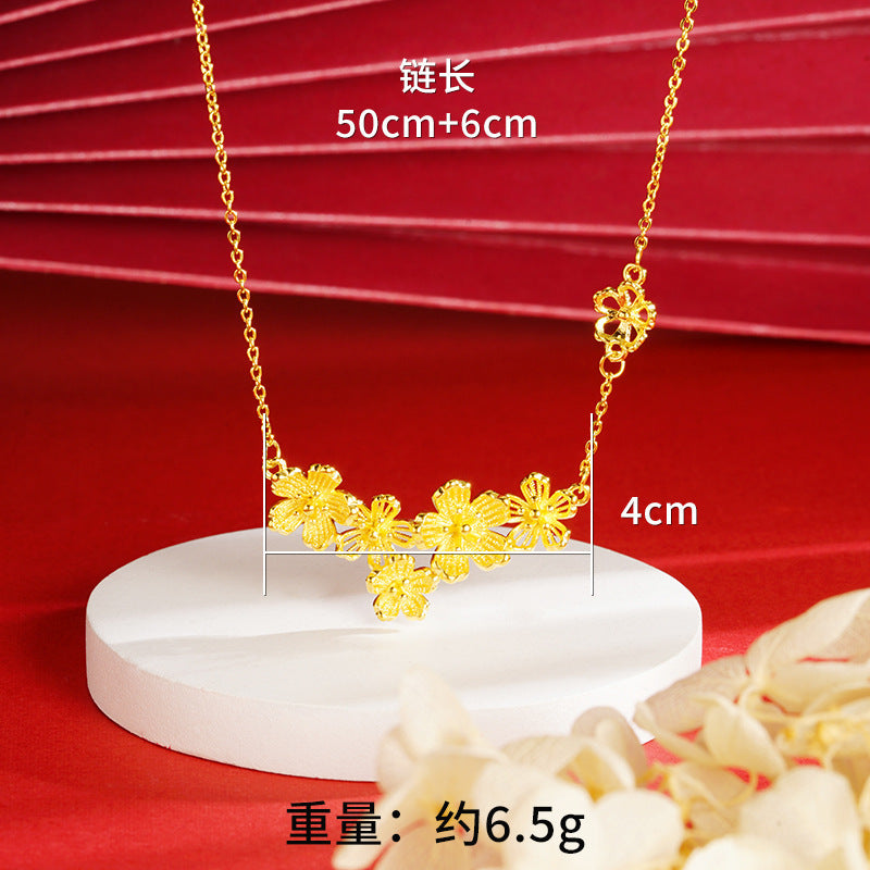 Gold Flower Necklace for Women Wedding Retro Style