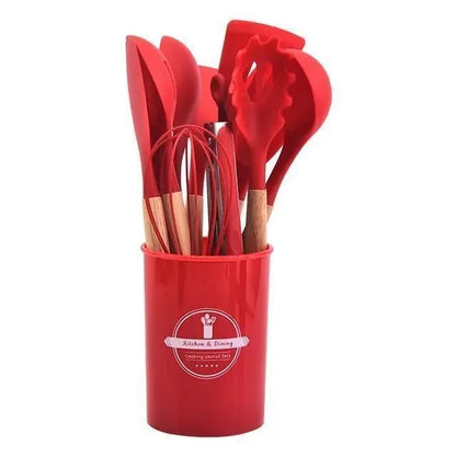 16-Piece Silicone Spoon Set Black Heat Resistant