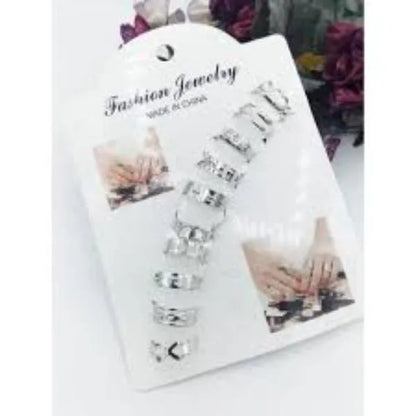 10-Piece Adjustable Ring Set Black Gold Silver Pakistani Fashion